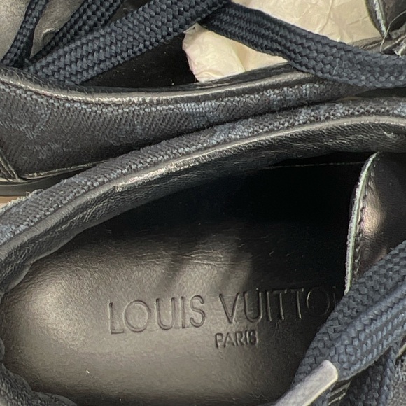 Louis Vuitton Women's Navy Monogram Mini Lin Canvas Sneakers EU Size 38 MA0052 - Picture 7 of 16